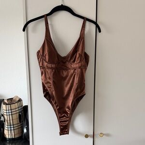 Brown Satin Bodysuit